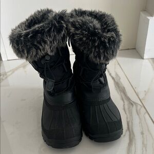 Black Winter Boots with Faux Fur Trim